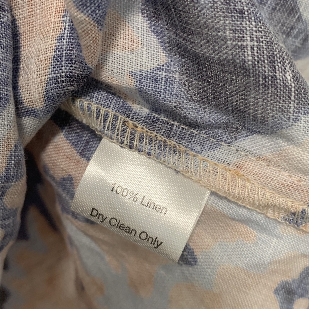 Never a Wallflower Blue Boho Print Short Sleeve Linen Blouse - Picture 7 of 9